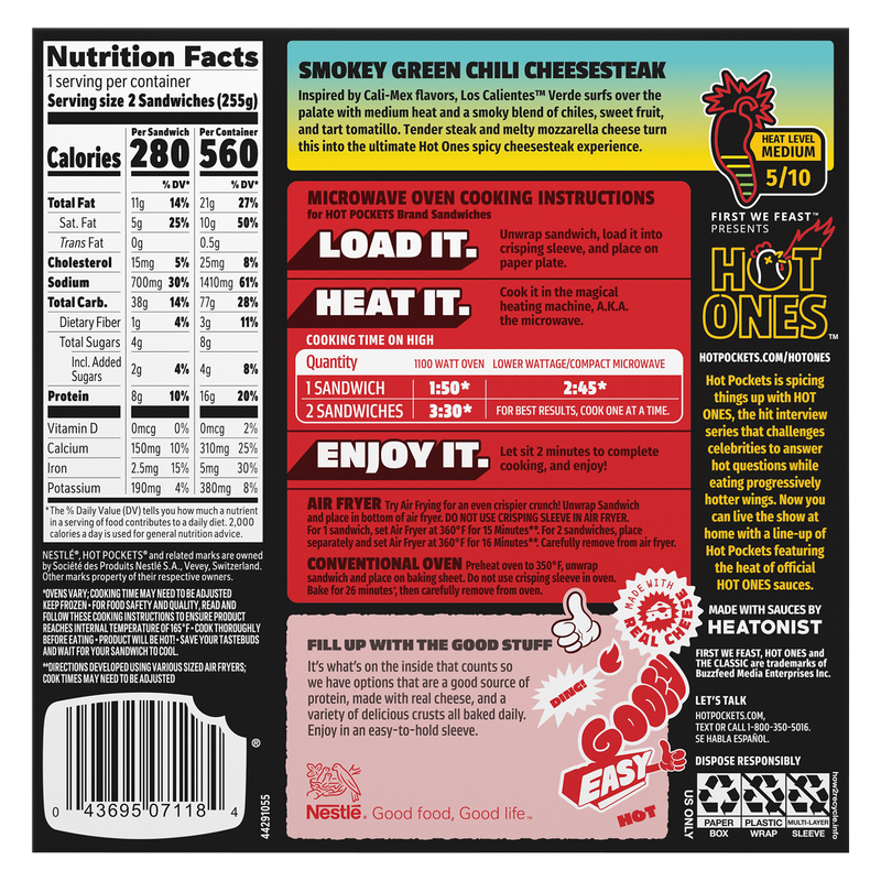 Hot Pockets Hot Ones Green Chile Cheesesteak 2ct 9oz