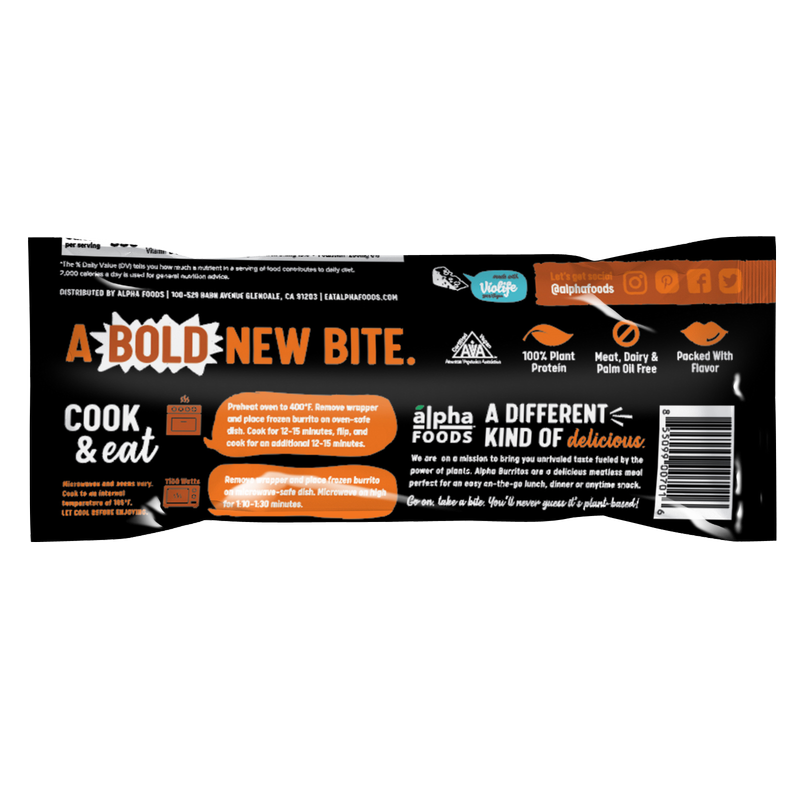 Alpha Foods Frozen Plant Based Pizza Burrito 1ct 5oz