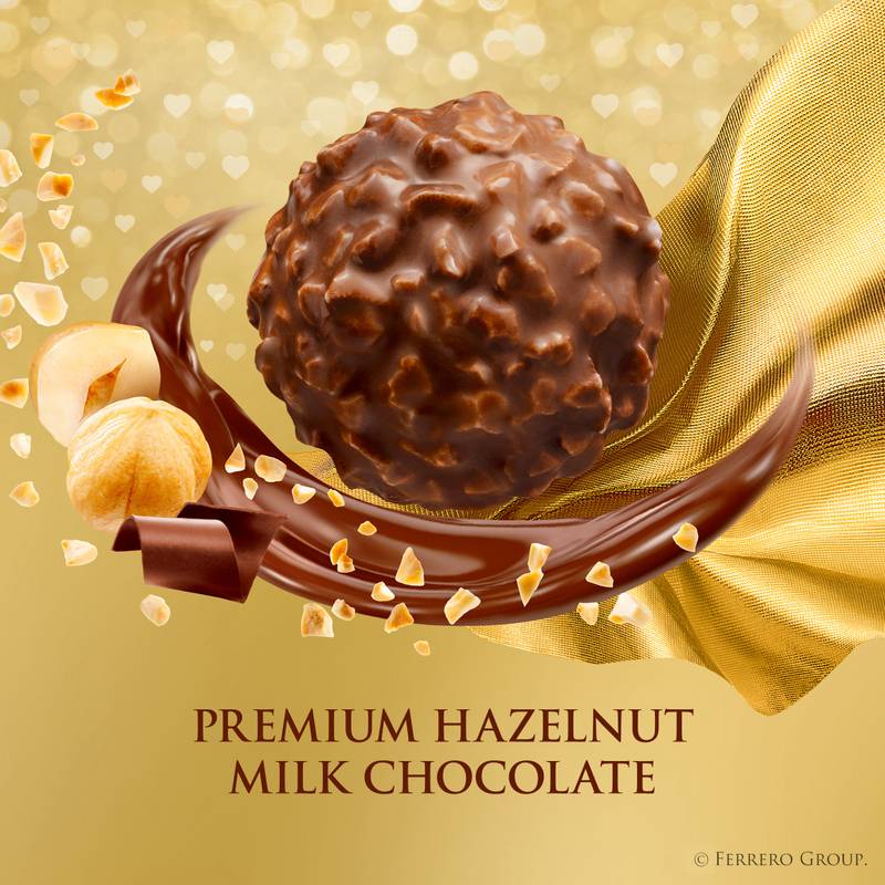 Ferrero Rocher Fine Hazelnut Milk Chocolate, 12 Count, Pack of 6 Individually Wrapped Chocolate Candy Gift Boxes, 5.3 oz
