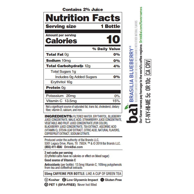 Bai Brasilia Blueberry Antioxidant Infused Water 18oz Btl