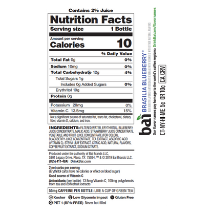 Bai Brasilia Blueberry Antioxidant Infused Water 18oz Btl