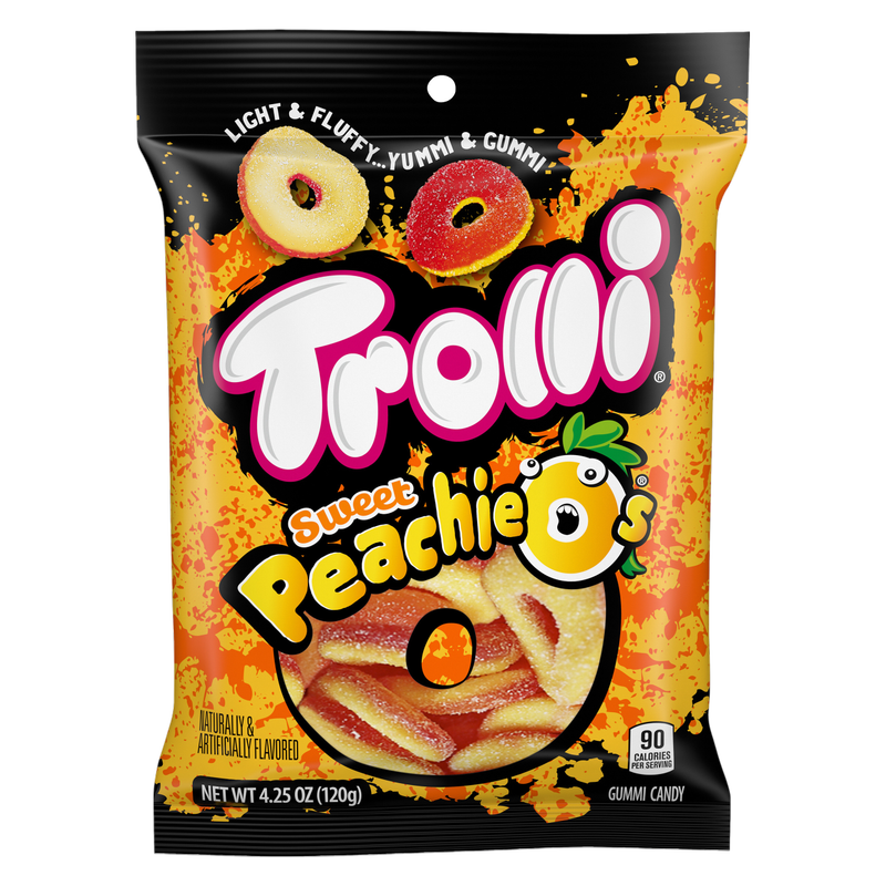 Trolli, Peachie O's Gummy Rings Candy, Sour, 4.25 oz