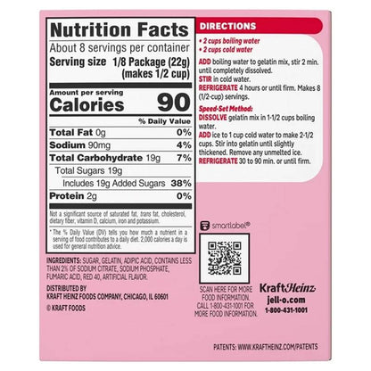 Jell-O Strawberry Artificially Flavored Gelatin Dessert Mix, Family Size, 6 oz Box