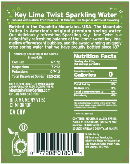 Mountain Valley Sparkling Water Key Lime Twist 1L Glass Bottle