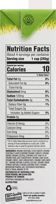 Wild Harvest Organic Lower Sodium Vegetable Broth 32oz