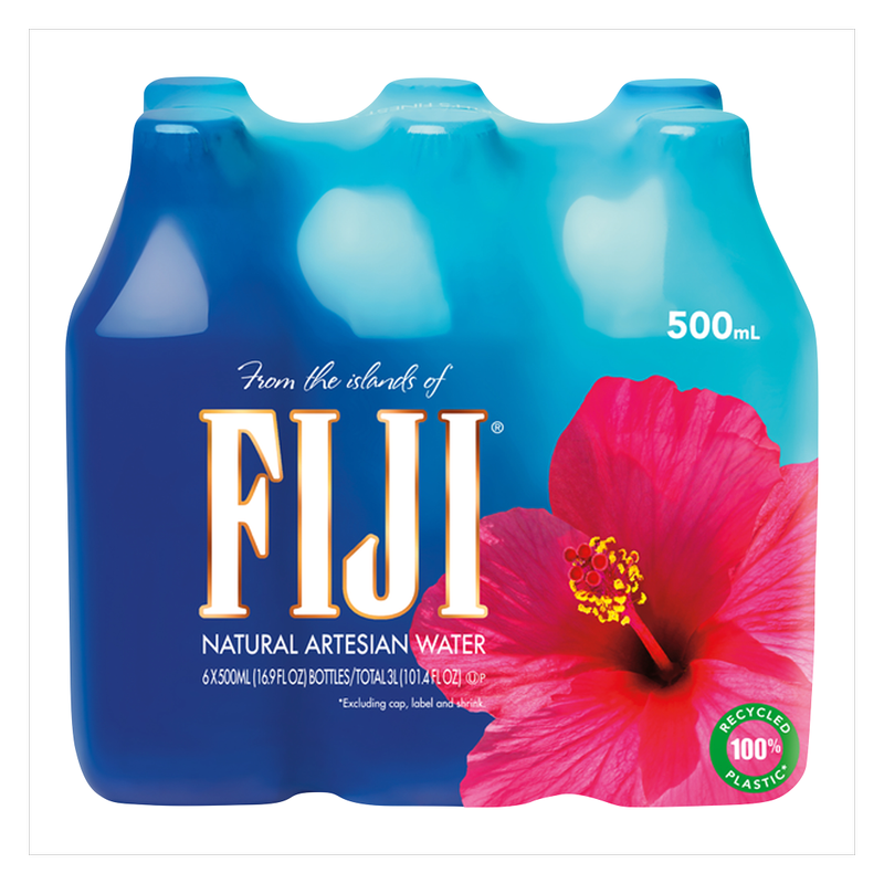 FIJI Natural Artesian Bottled Water 6pk 16.9oz Btl