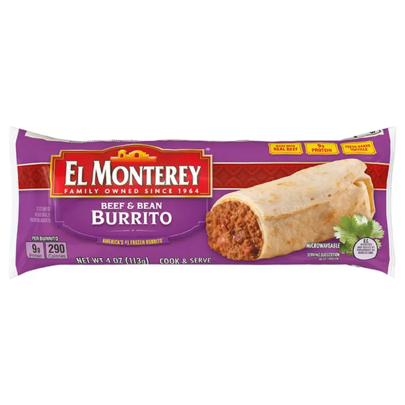El Monterey Beef & Bean Frozen Burrito 4oz