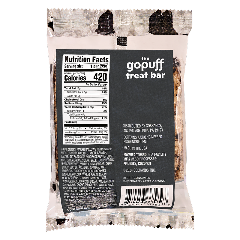 The Gopuff Cookies & Cream Crispy Treat Bar 3.5oz