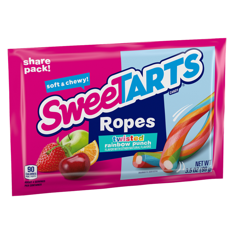 SweeTARTS Twisted Rainbow Punch Ropes , 3.5oz