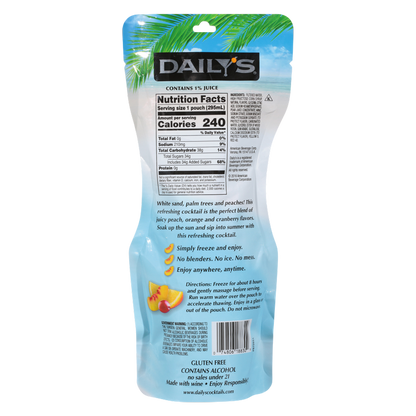 Dailys Frozen Peach On The Beach Daiquiri 10oz Pouch