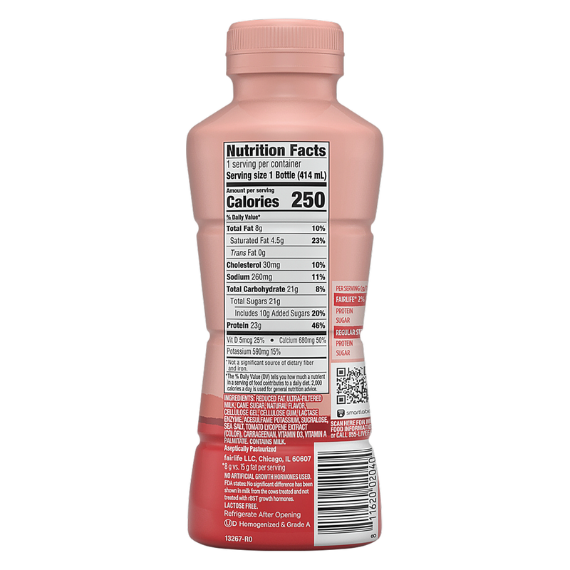 Fairlife 2% Reduced Fat Ultra-filtered Strawberry Milk 14oz Btl