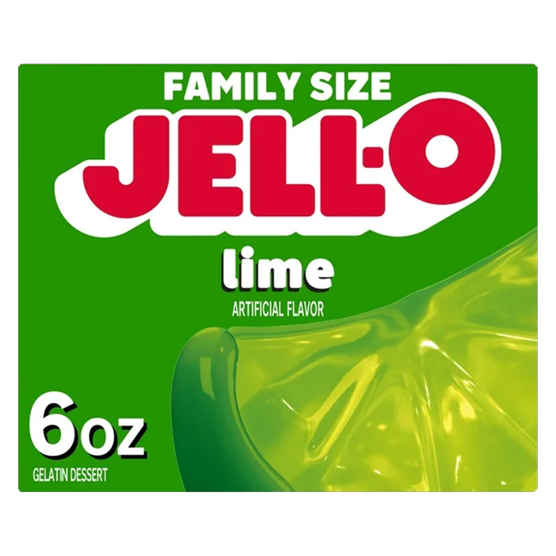Jell-O Lime Artificially Flavored Gelatin Dessert Mix, Family Size, 6 oz Box