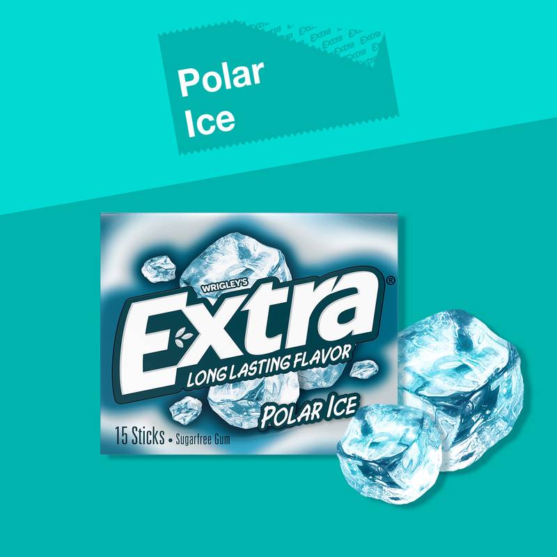 EXTRA Gum Polar Ice Sugar Free Chewing Gum, Single Pack, 15 Sticks