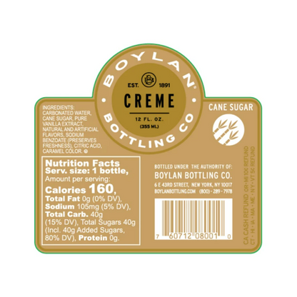 Boylan's Cream Soda 12oz Btl