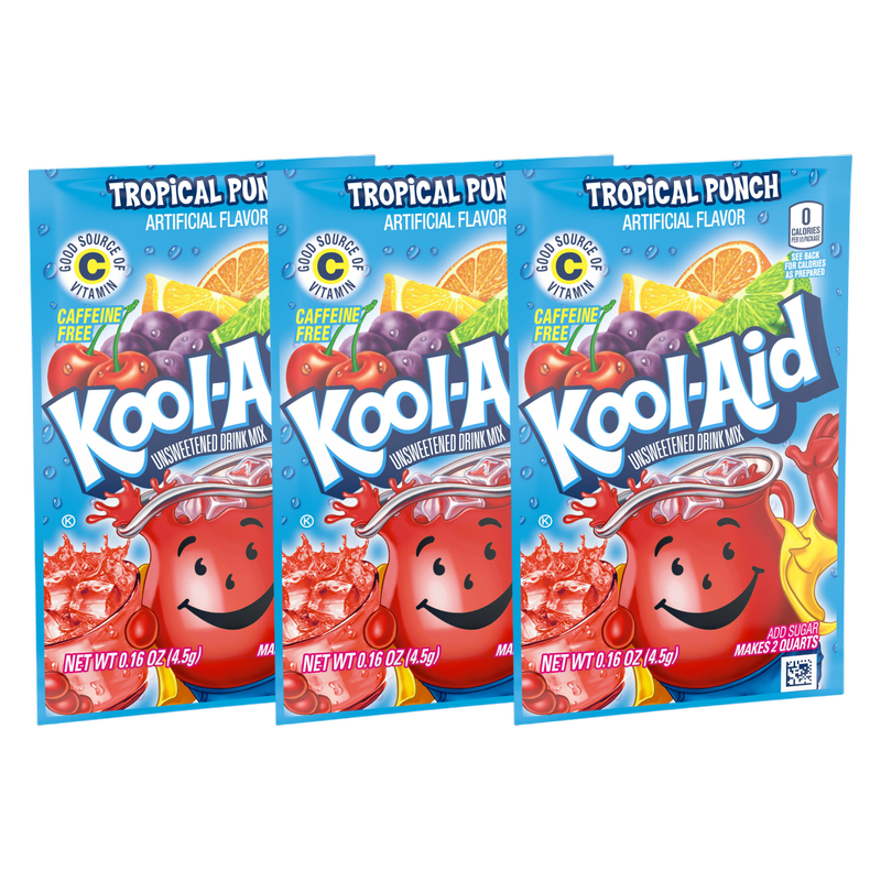 Kool Aid Tropical Punch Powdered Drink Mix Packet 3pk .16oz