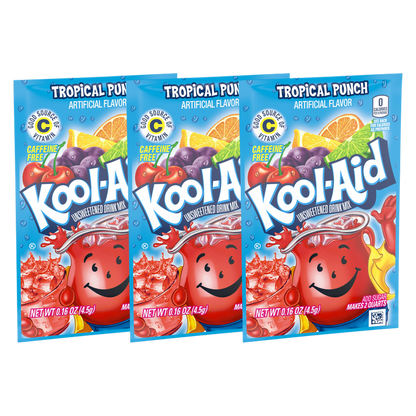 Kool Aid Tropical Punch Powdered Drink Mix Packet 3pk .16oz