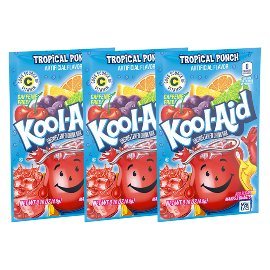 Kool Aid Tropical Punch Powdered Drink Mix Packet 3pk .16oz