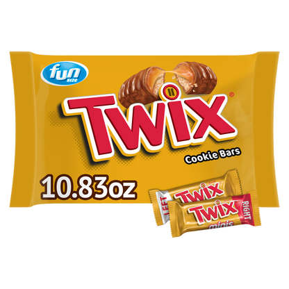 TWIX Fun Size Caramel Cookie Chocolate Bars - 10.83 oz Bulk Candy Bag