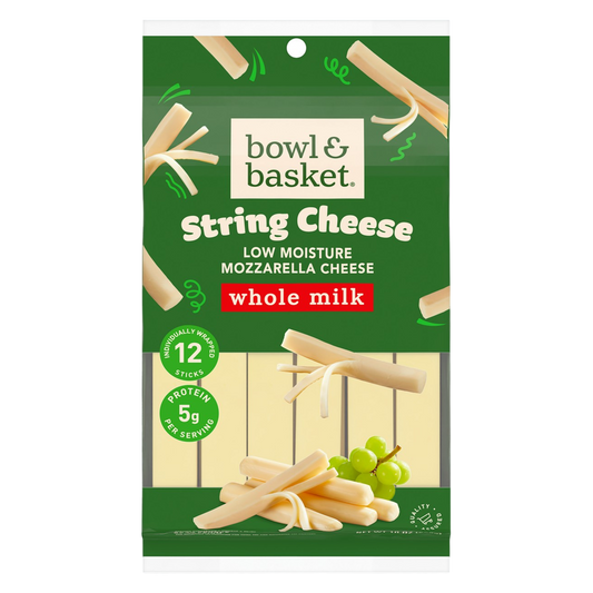 Bowl & Basket Low Moisture Whole Milk Mozzarella String Cheese - 12ct