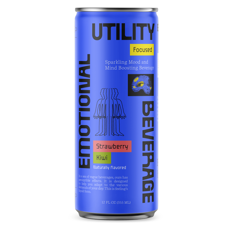 Emotional Utility Beverage Strawberry Kiwi Focused Sparkling Beverage 12oz Btl