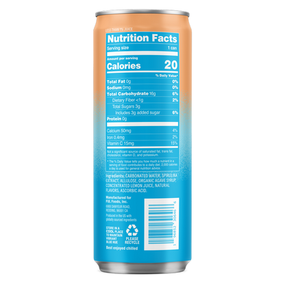 BLUwater White Peach Sparkling Spirulina Beverage 12oz Can
