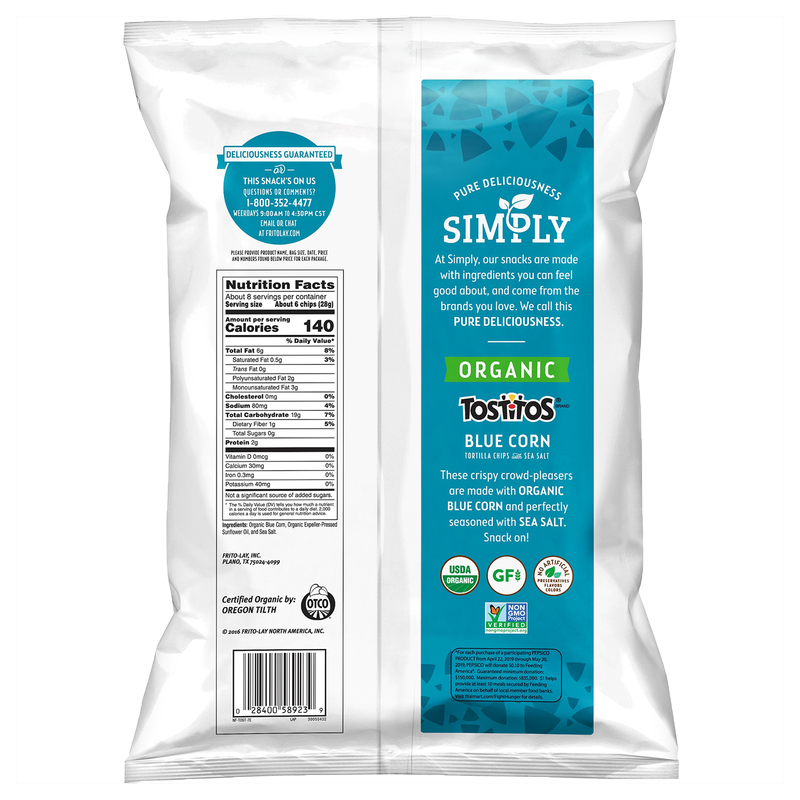 Tostitos Simply Organic Blue Corn Tortilla Chips 8.25oz