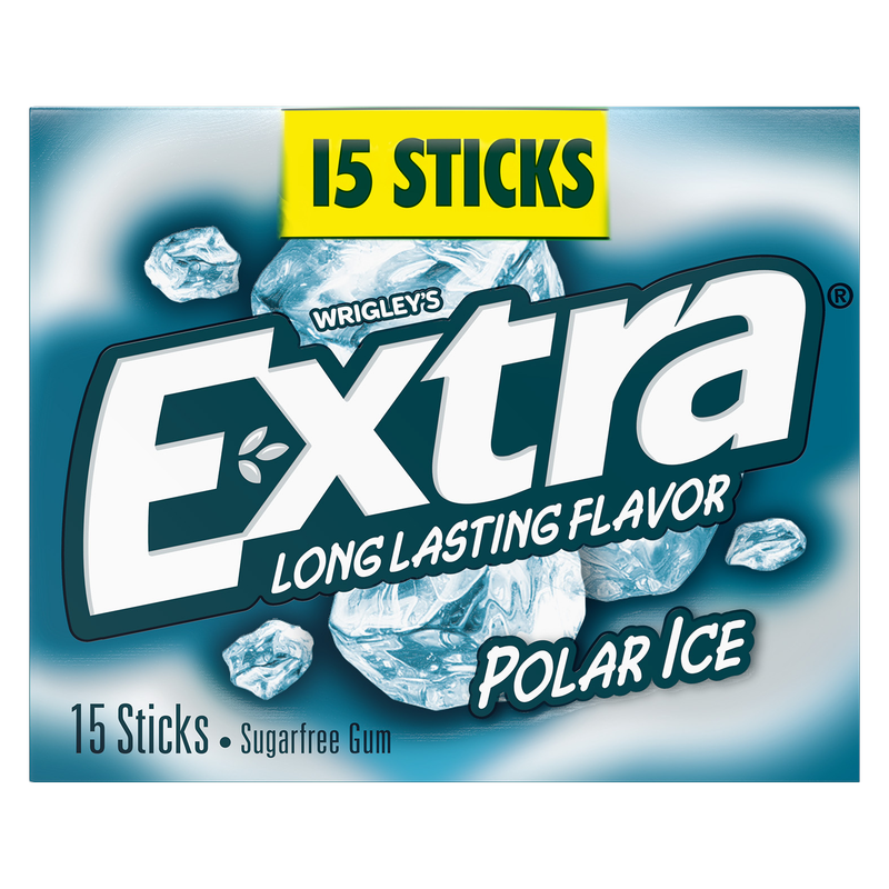 EXTRA Gum Polar Ice Sugar Free Chewing Gum, Single Pack, 15 Sticks