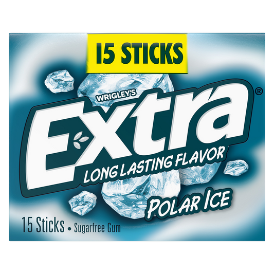 EXTRA Gum Polar Ice Sugar Free Chewing Gum, Single Pack, 15 Sticks
