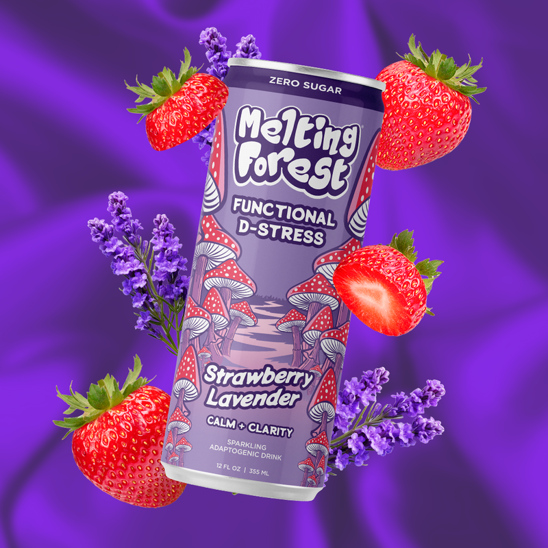 Melting Forest Strawberry Lavender Mushroom D-Stress 12oz Can