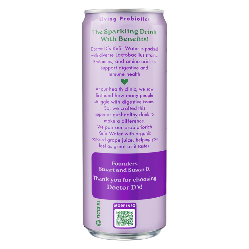 Doctor D's Concord Grape Sparkling Probiotic Drink 12oz Can
