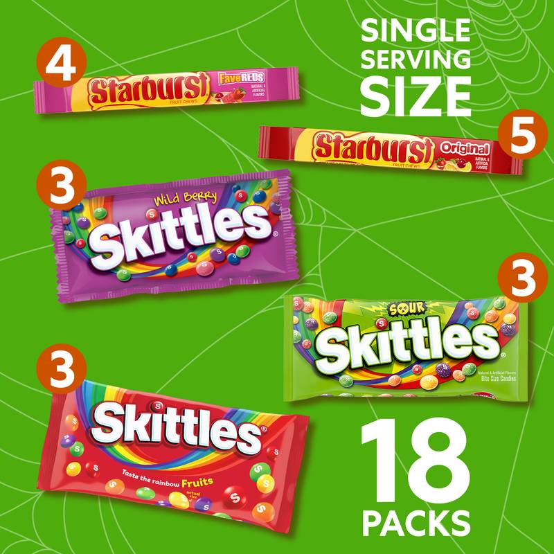 Skittles & Starburst Chewy Variety Pack Candy - 18 Count Box