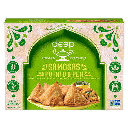 Deep Indian Kitchen Potato & Pea Samosas with Chutney 12 oz.
