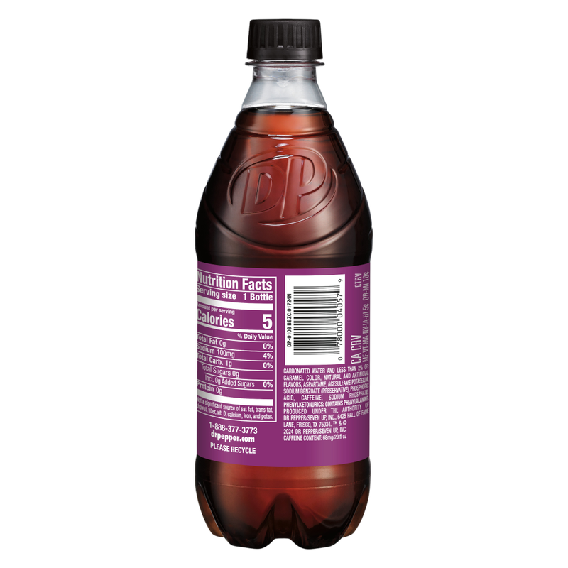 Dr Pepper Blackberry Zero Sugar Soda 20oz Btl
