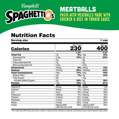 SpaghettiOs® Canned Pasta with Meatballs, 15.6 oz Can