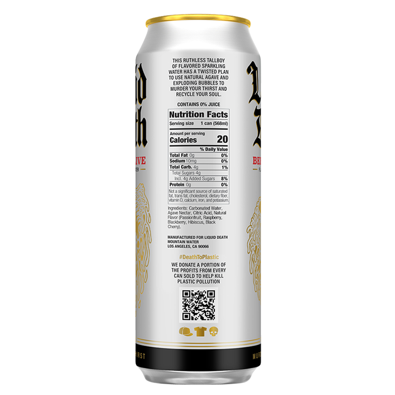 Liquid Death Sparkling Water Berry It Alive 19.2oz King Size Can