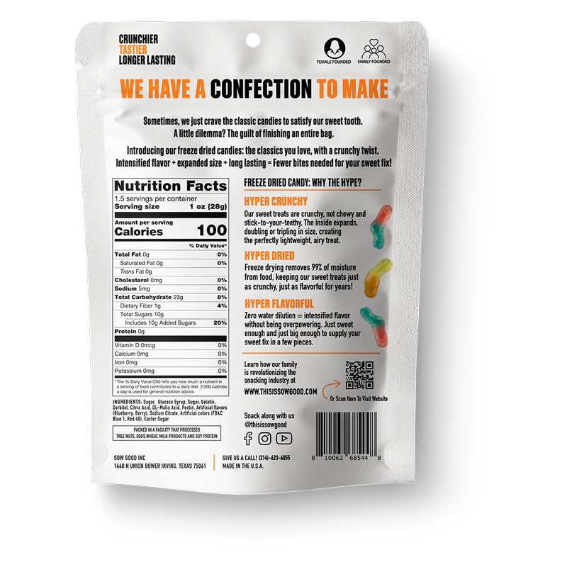 SOW Good Freeze Dried Sweet Worms 1.5oz