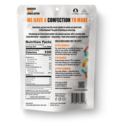 SOW Good Freeze Dried Sweet Worms 1.5oz