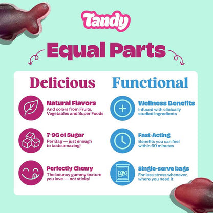 Tandy Focus Fish, Fruit Punch Flavored Gummies with American Ginseng, 1.8oz