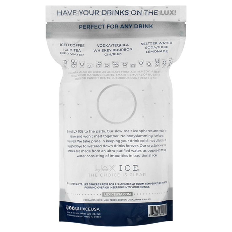 Lux Ice Slow Melt Cocktail & Drink Ice 6pk