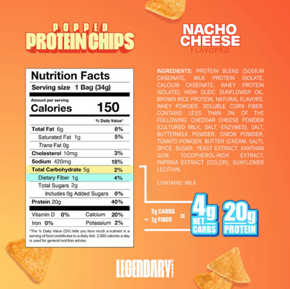 Legendary Foods Nacho Cheese Protein Pop Chips, 1.2oz
