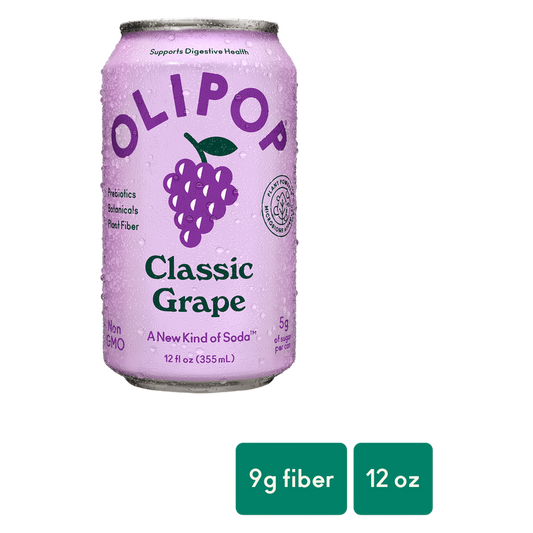 OLIPOP 9g Fiber Prebiotic Soda, Classic Grape, 12oz Can