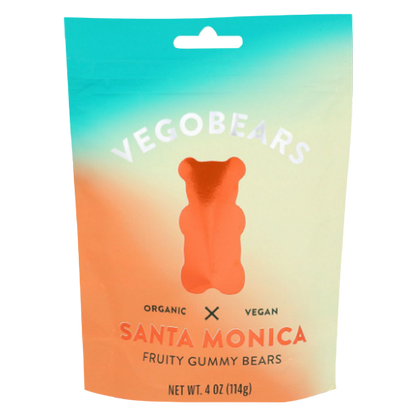 Vegobears Santa Monica Organic Vegan Fruity Gummy Bears, 4oz