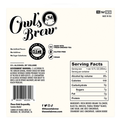 Owl's Brew Skinny Hibiscus Margarita 4pk 12oz Can 5% ABV