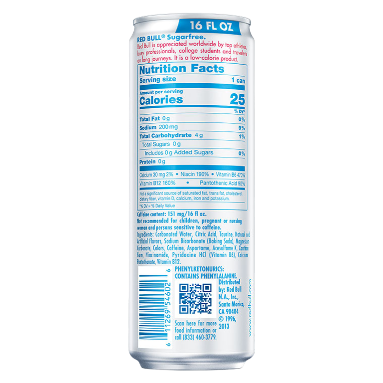 Red Bull Energy Drink Sugar Free 16oz Can