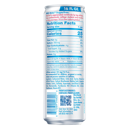 Red Bull Energy Drink Sugar Free 16oz Can