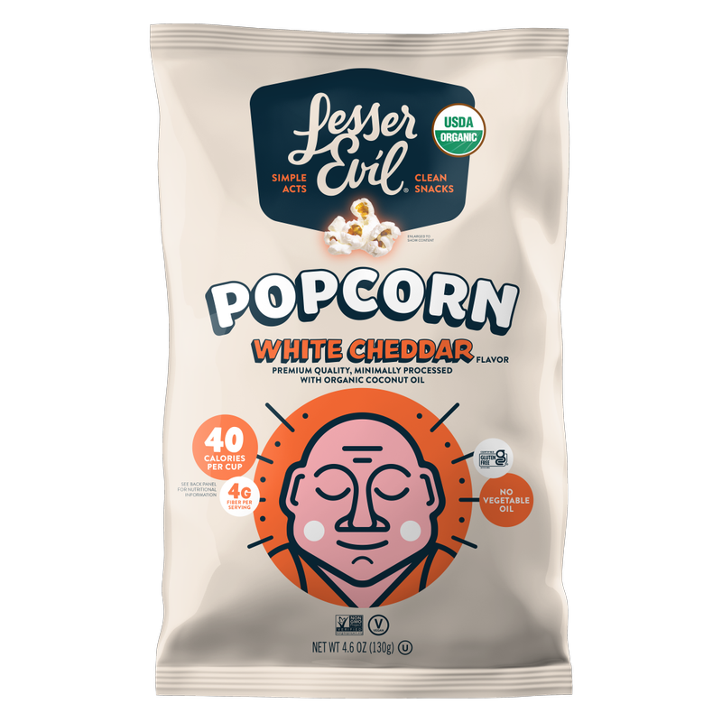 LesserEvil Organic Popcorn, White Cheddar 4.6oz