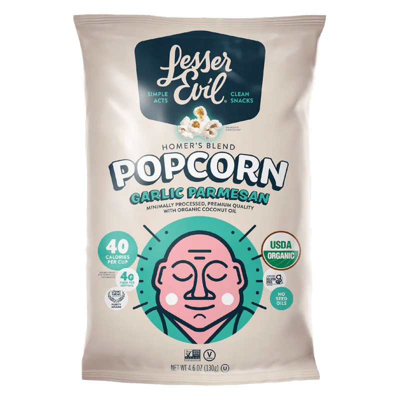 LesserEvil Organic Popcorn, Garlic Parmesan 4.6oz