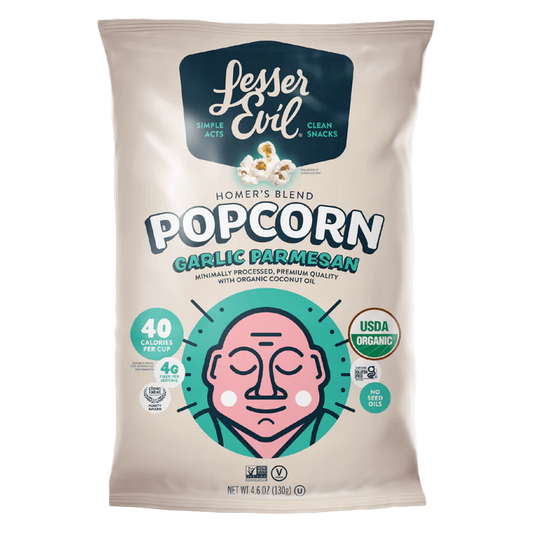 LesserEvil Organic Popcorn, Garlic Parmesan 4.6oz