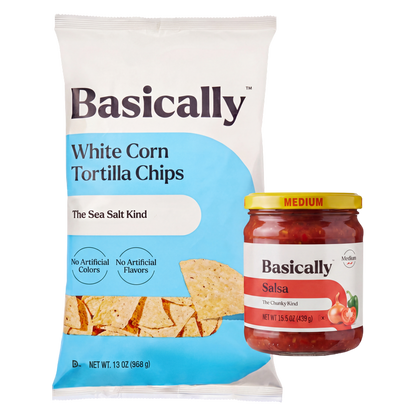 Basically  Sea Salt White Corn Tortilla Chips & Basically Salsa