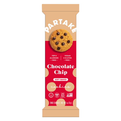 Partake Gluten Free Vegan Soft Baked Chocolate Chip Cookies 3ct